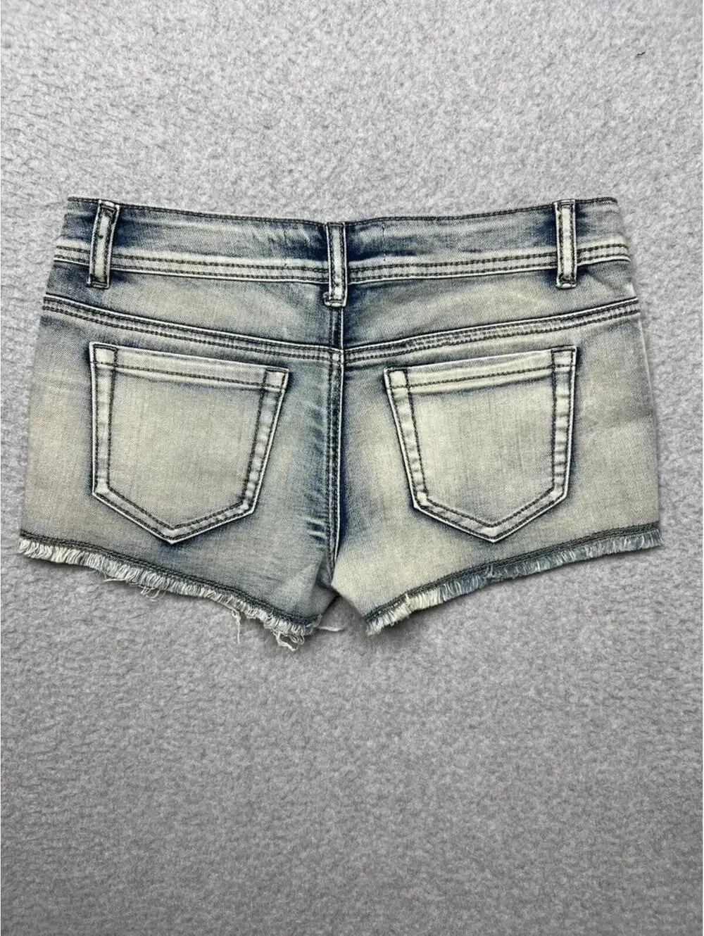 VTG Y2k 90s patchwork Micro Mini Denim Jeans Shorts S Iris Jeans Modern Vintage